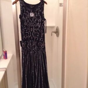 Pisarro Nights Navy and Silver Embellished Dress